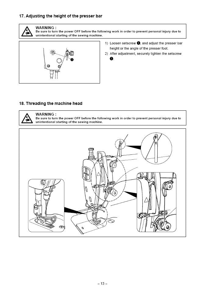 Instruction manual for juki ddl 8700